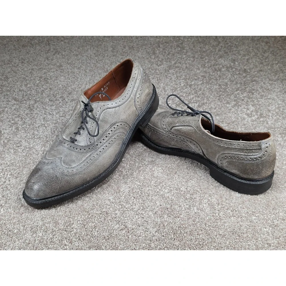 Allen Edmonds McTavish Grey Distressed Leather Wingtip Oxford Shoes Mens 12 D